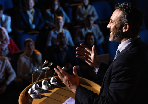 Speaker giving speech